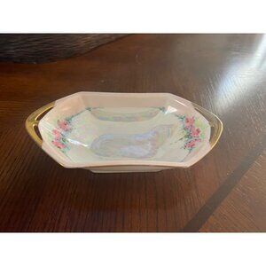 Vintage MZ Altrohlau CMR Czechoslovakia Porcelain Dish W/ Floral Design Gold Rim